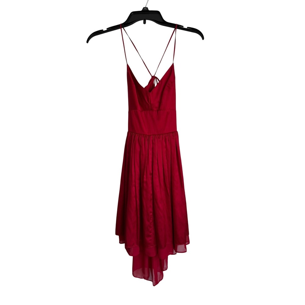 Forever 21 Red Silk Blend High‎ Low Open Back Cocktail Dress M J05179D